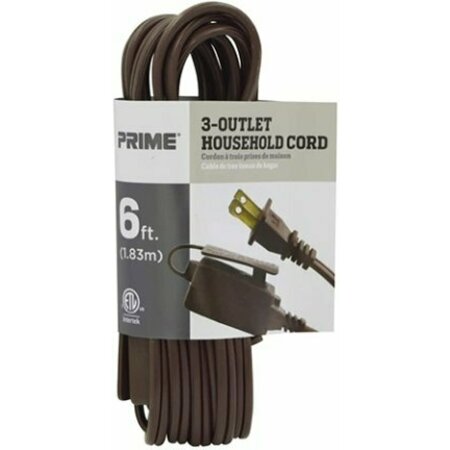 PRIME 9 16/2 SPT-2 3-OUTLET BROWN CORD EC 670609